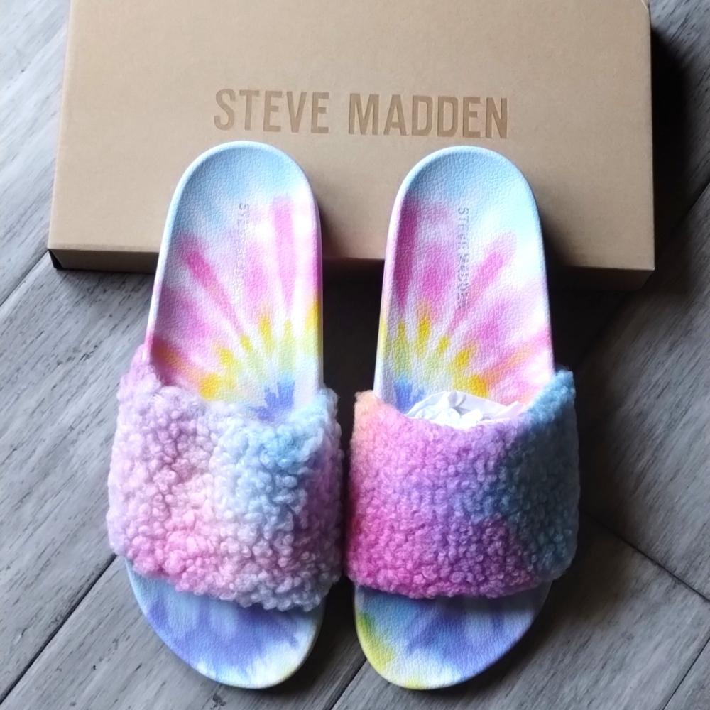 Steve Madden l Tie-dye Sherpa Slides l Size 9 NIB